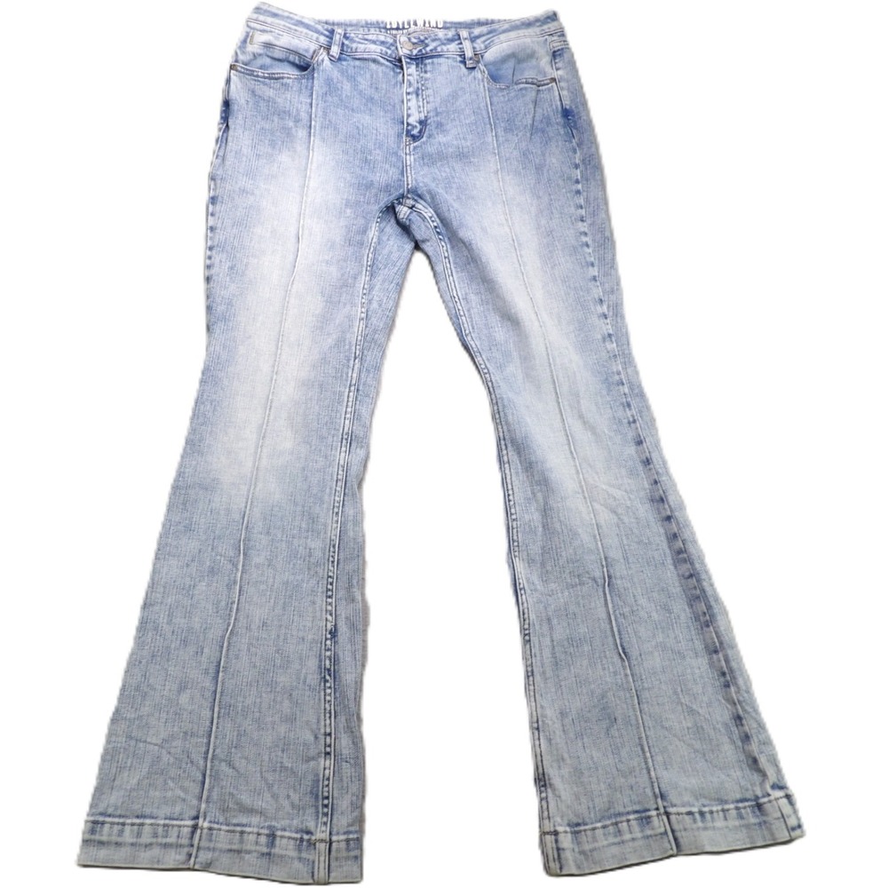 Idyllwind West End Rebel Front Seam Flare Jeans Cotton Women 16 Light Blue Boho